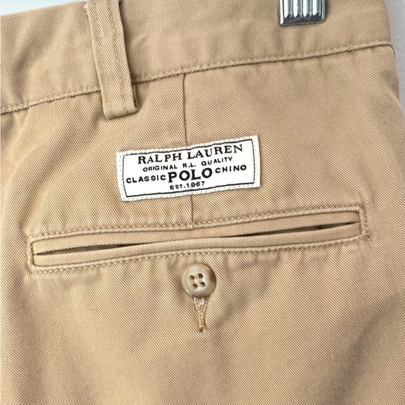 Polo Ralph Lauren Mens Andrew Pants Pleated Chinos 36 X 30 Tan Cotton Back Logo. - Picture 6 of 13